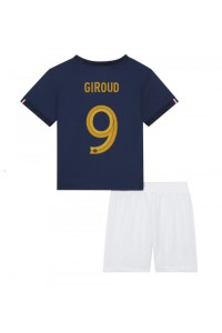 Frankrijk Olivier Giroud #9 Babytruitje Thuis tenue Kind WK 2022 Korte Mouw (+ Korte broeken)